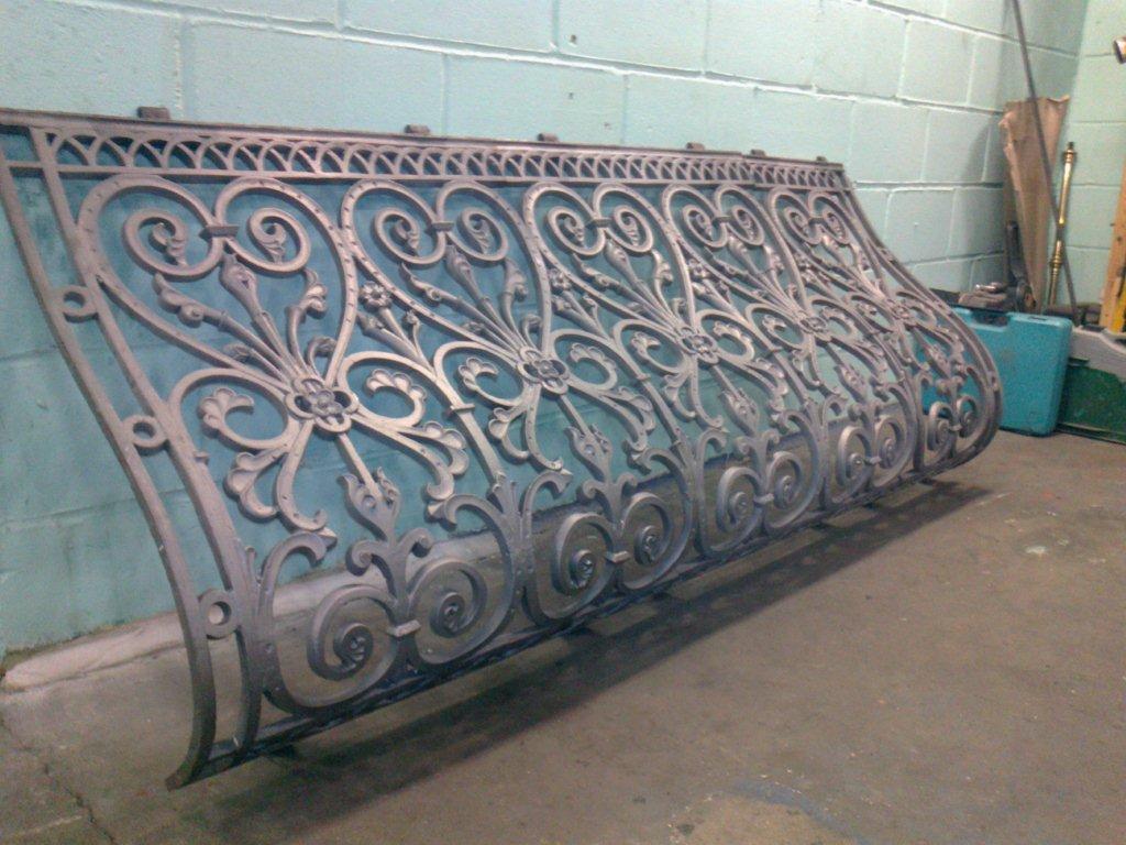 Restored railing panels in our workshop