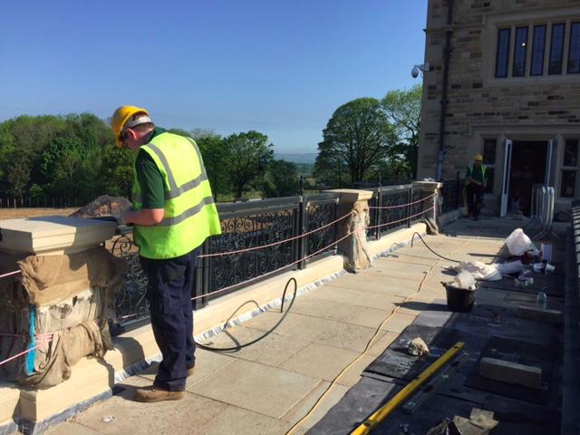 Railing Panels being installed