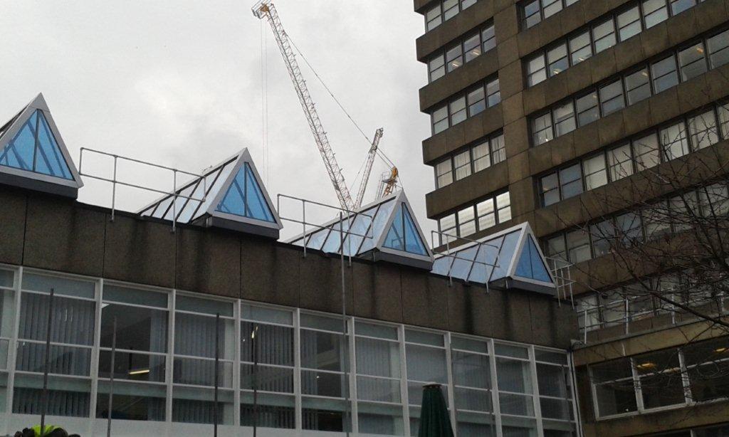 Walkway with access ladders, London Metropolitan University