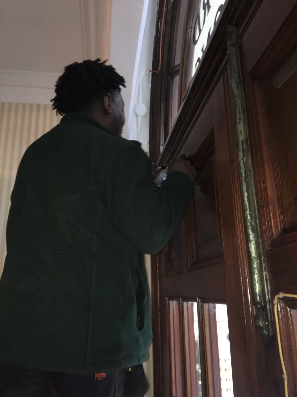 DOOR REPAIRS BEING CARRIED OUT ON SITE