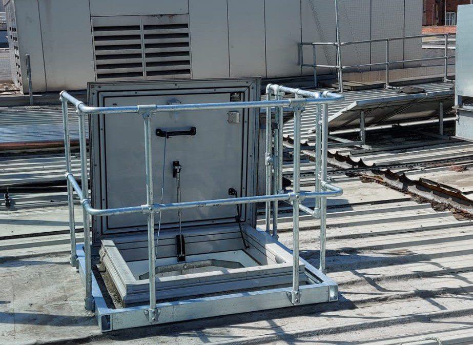 Railings & Gate Above Roof Hatch, Westfield London, Shepherds Bush