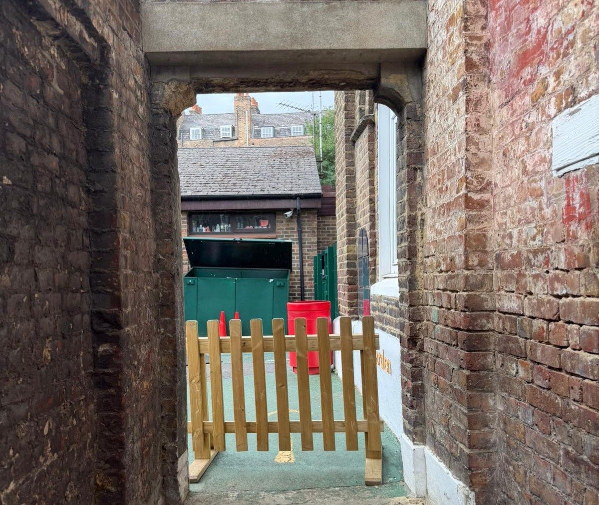 New Fire Exit Gate, St. John's Evangelist RC Primary School, Islington, London N1