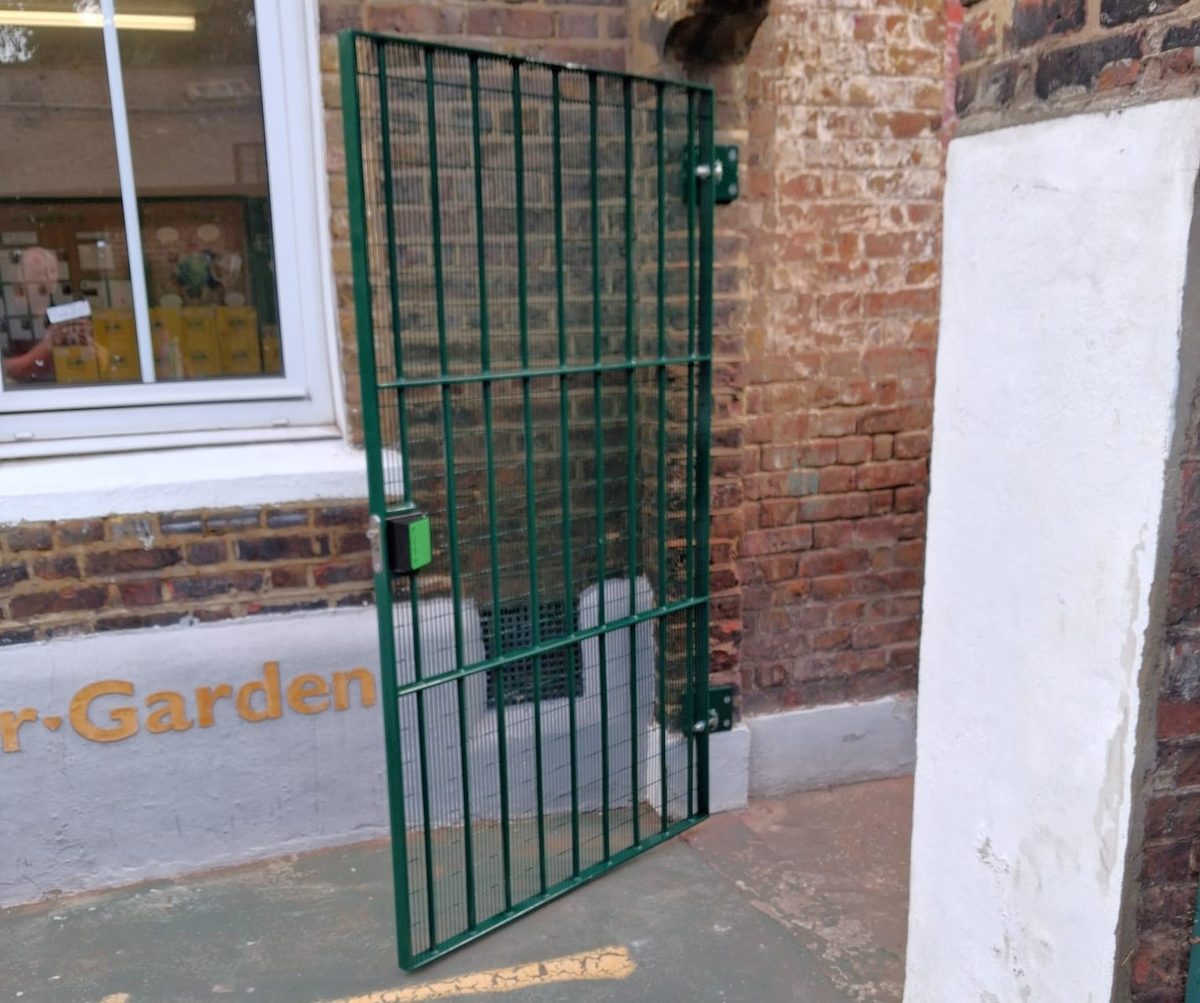New Fire Exit Gate, St. John's Evangelist RC Primary School, Islington, London N1